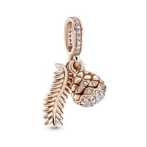 ʕ·ᴥ·ʔ Authentic Pandora Sparkling Pine Cone Retired 14K Rose Gold-Plated